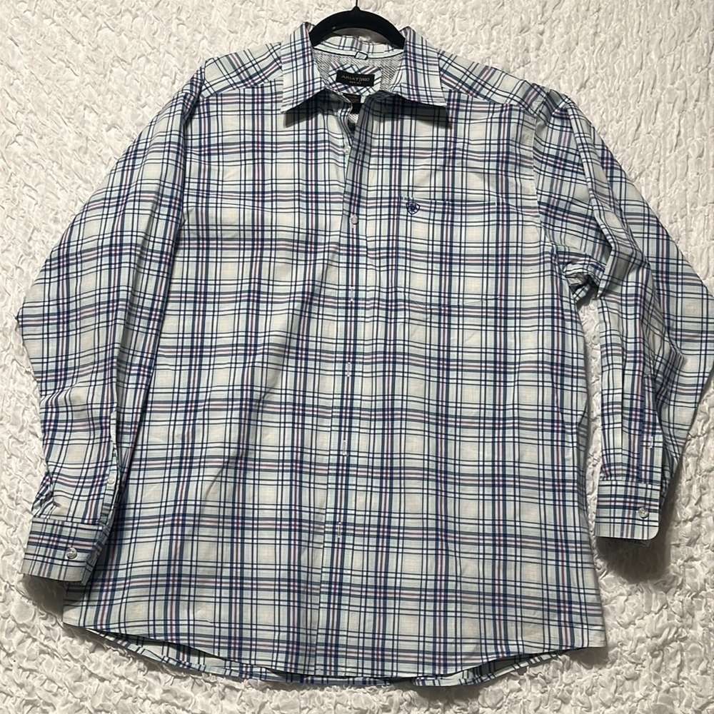 ARIAT PRO SERIES MENS WHITE BLUE SHIRT XL